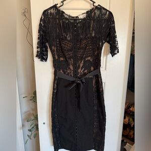 Beguile by Byron Lars Black and Nude Lace Dress Size 4P